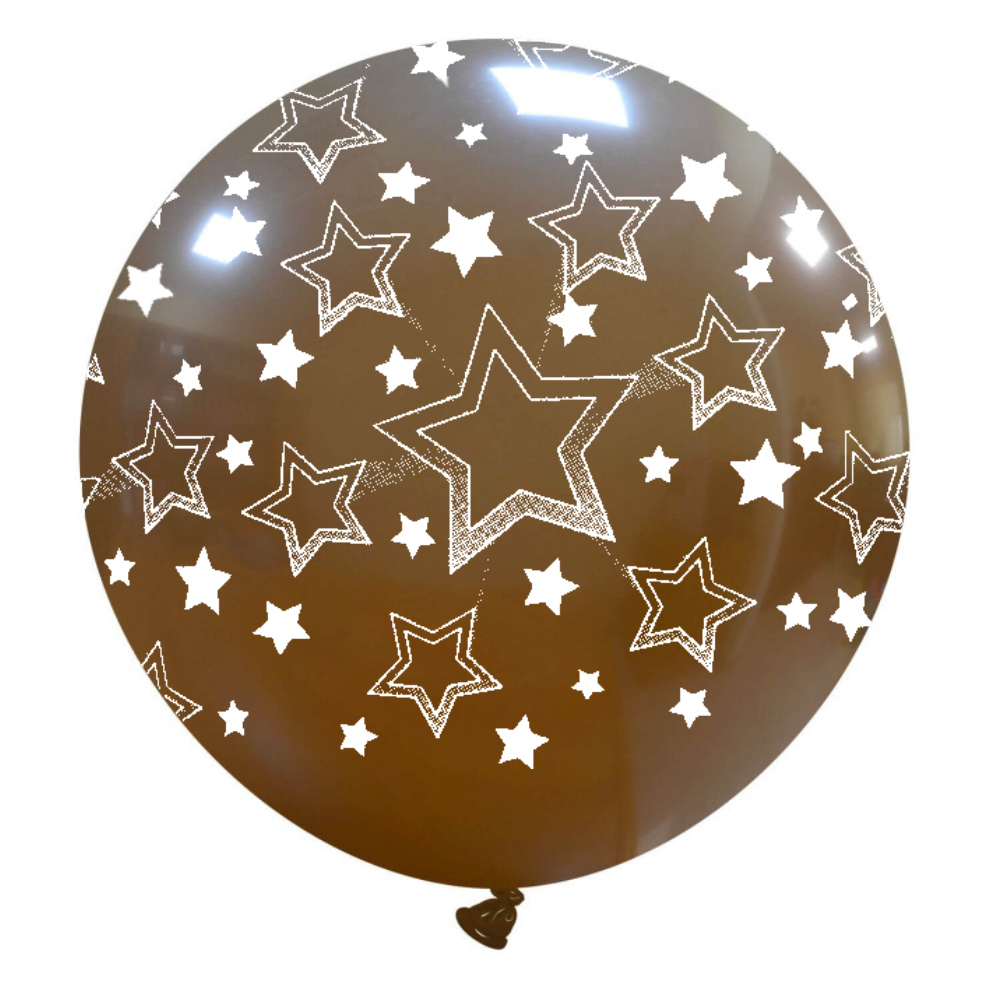 Cattex 32" Round Brown Stars Gradient Latex Balloon – (1 Piece)