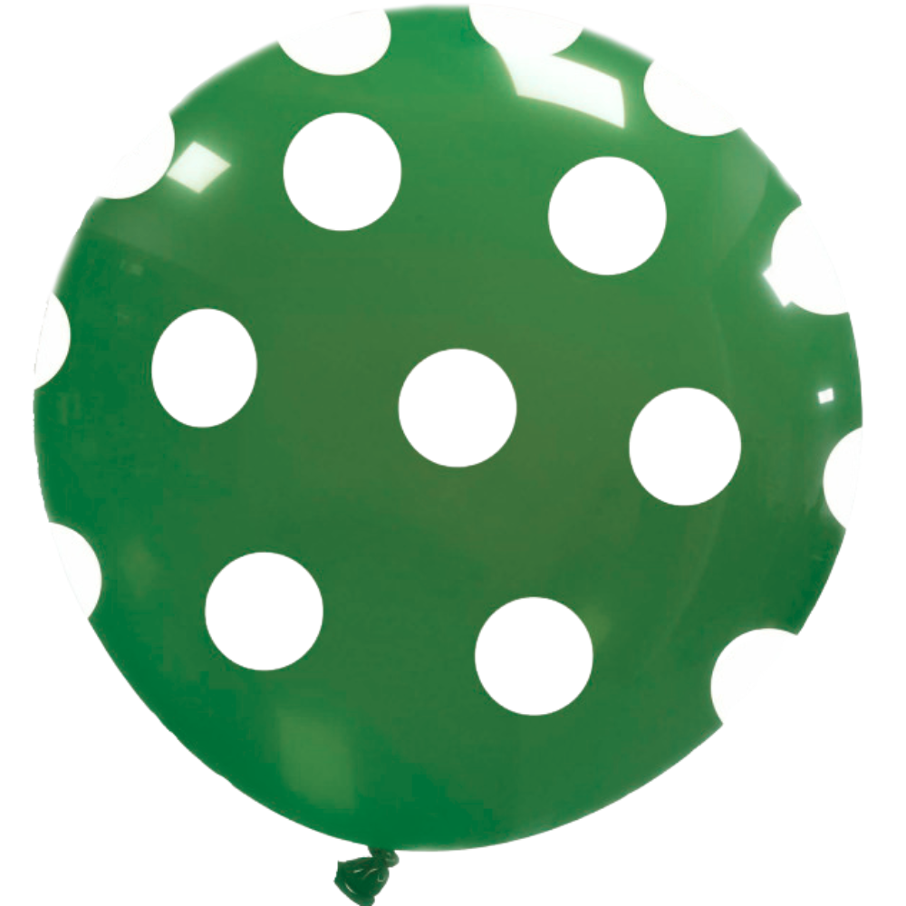 Cattex 32" Round Dark Green Polka Dots Latex Balloon – (1 Piece)