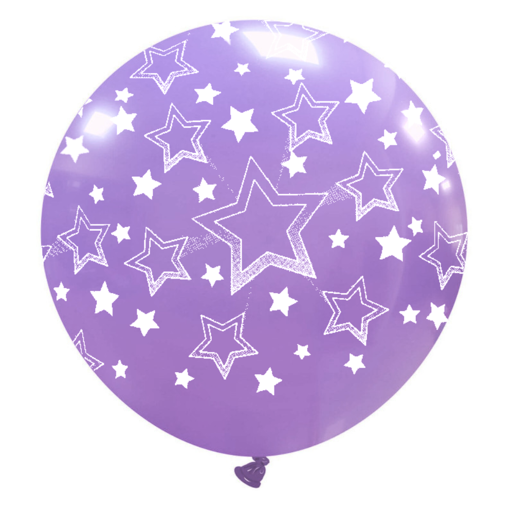 Cattex 32" Round Lavender Stars Gradient Latex Balloon – (1 Piece)