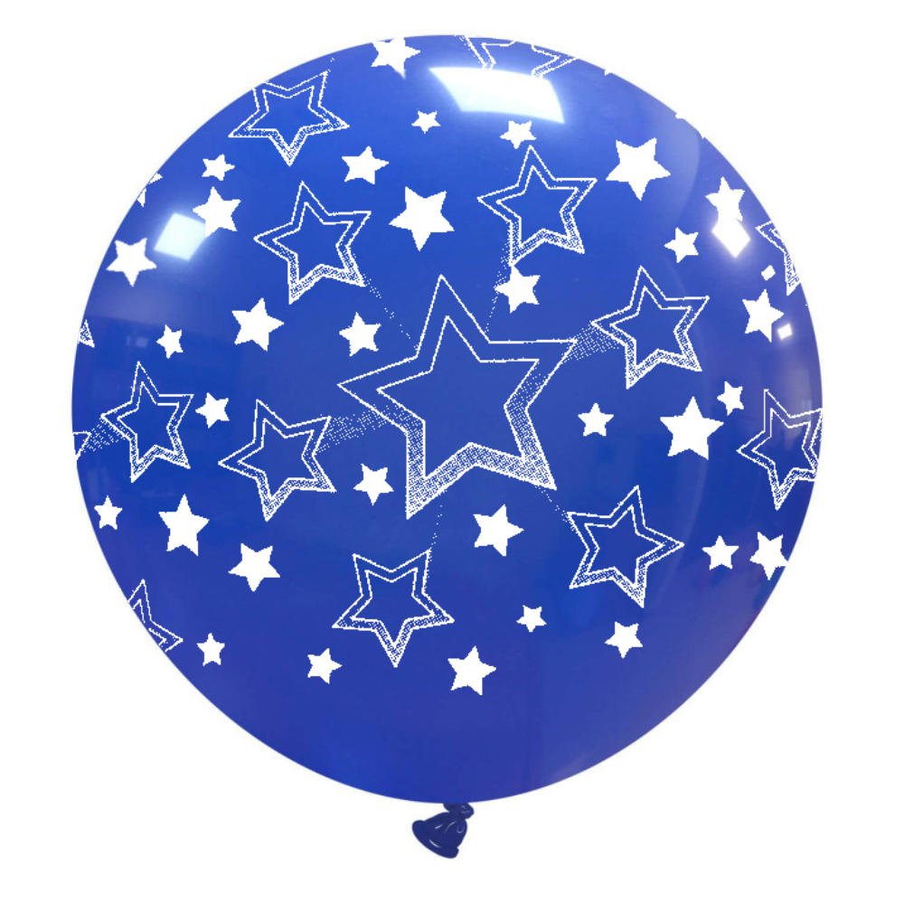 Cattex 32" Round Dark Blue Stars Gradient Latex Balloon – (1 Piece)