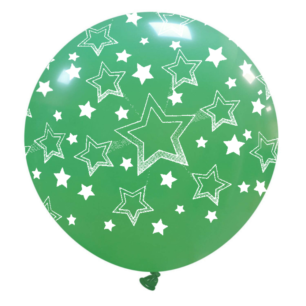 Cattex 32" Round Dark Green Stars Gradient Latex Balloon – (1 Piece)