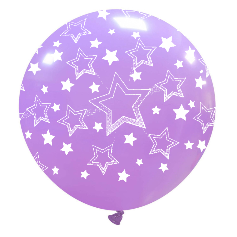 Cattex 32" Round Lavender Stars Gradient Latex Balloon – (1 Piece)