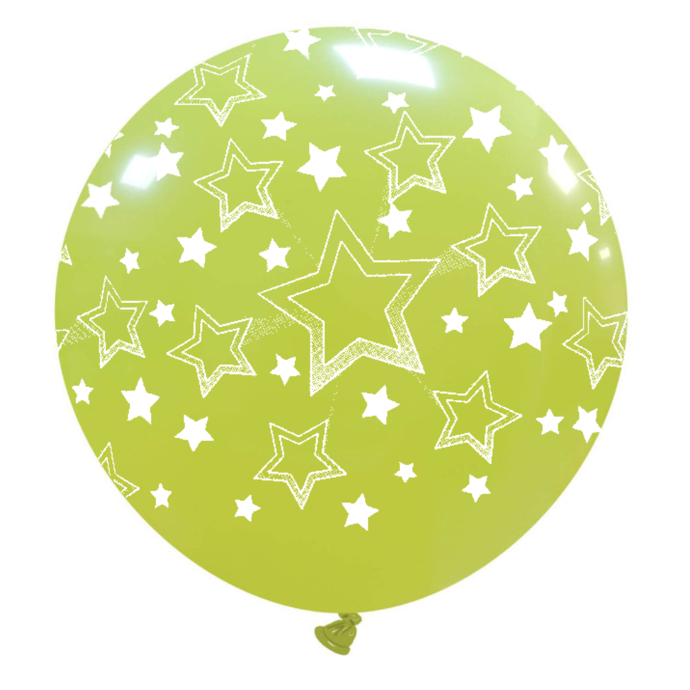 Cattex 32" Round Lime Stars Gradient Latex Balloon – (1 Piece)