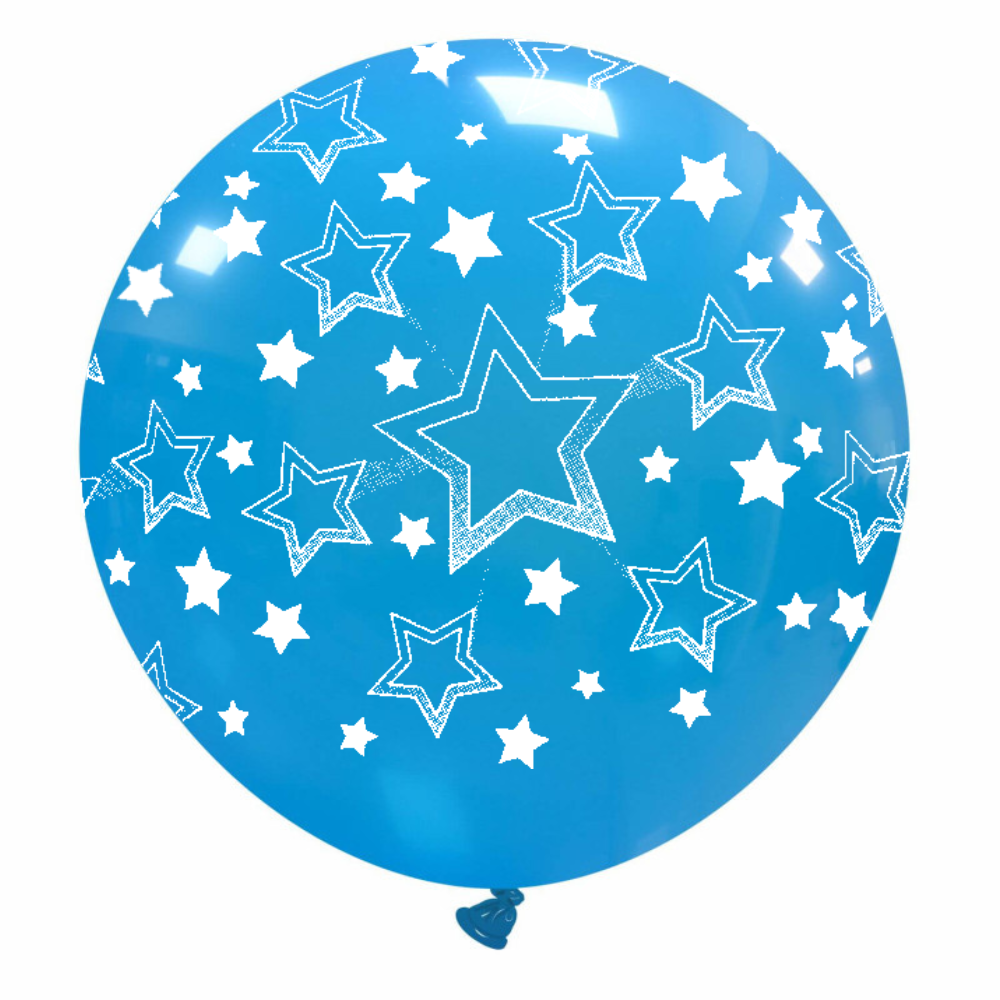 Cattex 32" Round Stars Light Blue Gradient Latex Balloon – (1 Piece)