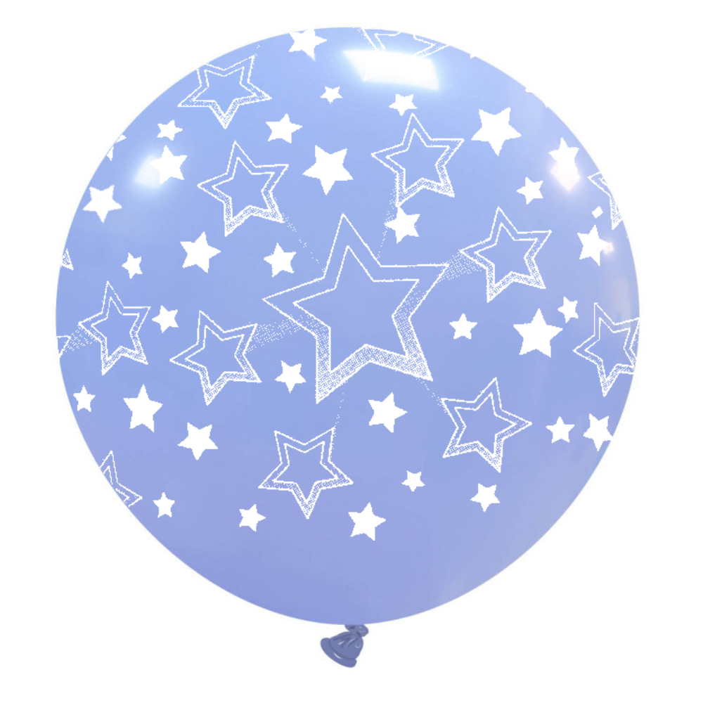 Cattex 32" Round Periwinkle Stars Gradient Latex Balloon – (1 Piece)