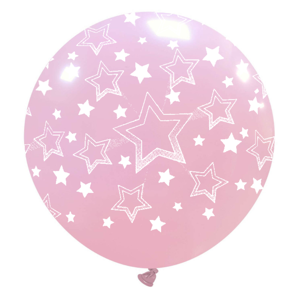 Cattex 32" Round Pink Stars Gradient Latex Balloon – (1 Piece)