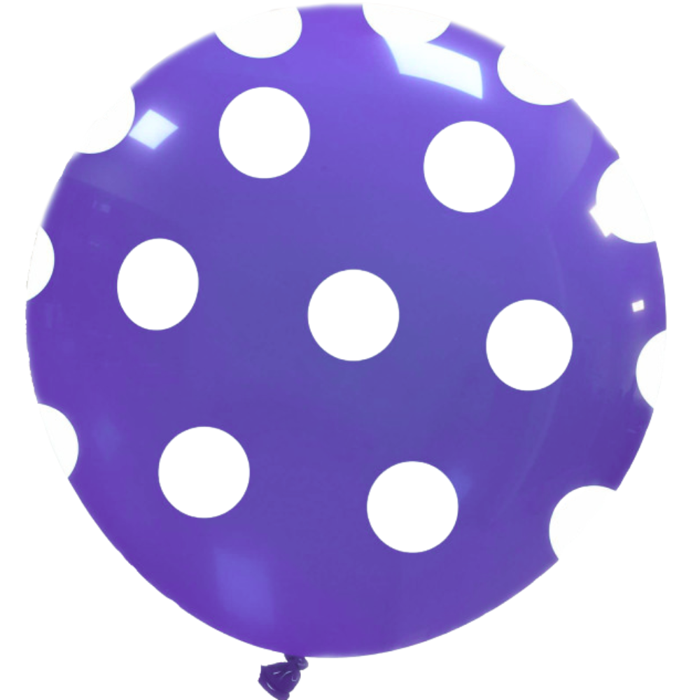 Cattex 32" Round Purple Polka Dots Latex Balloon – (1 Piece)
