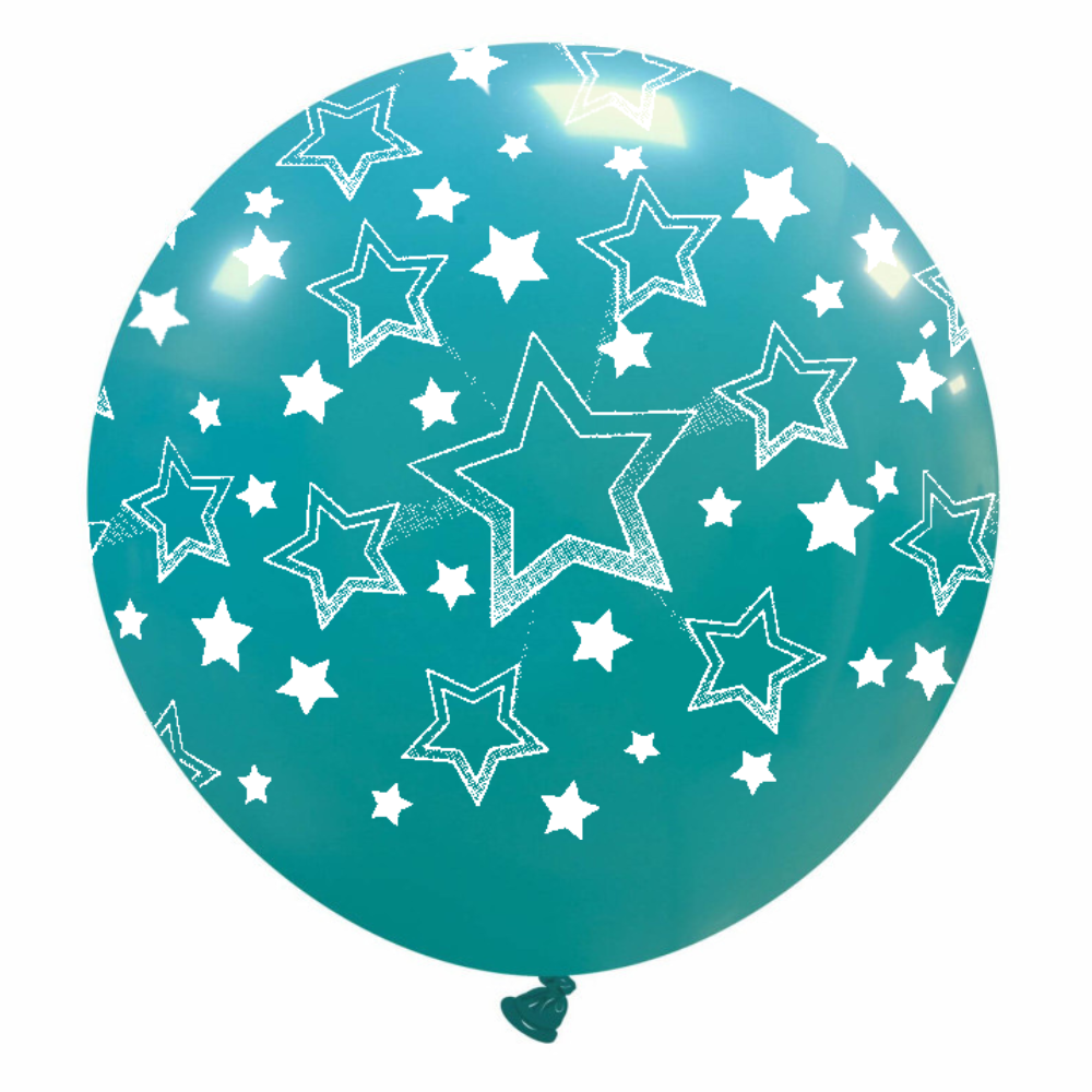 Cattex 32" Round Turquoise Stars Gradient Latex Balloon – (1 Piece)