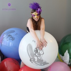 Cattex 32" Rond - Mardi Gras - Blanc - 1 PCS - Ballons en latex