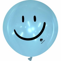Cattex 40" Rond - Smiley - Bleu Cristal - 5 PCS - Ballons en latex