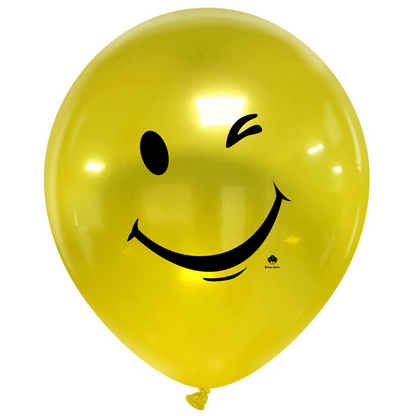 Cattex 18" Crystal Smiley Premium Latex Balloons – Assorted Colors (Pack of 10)