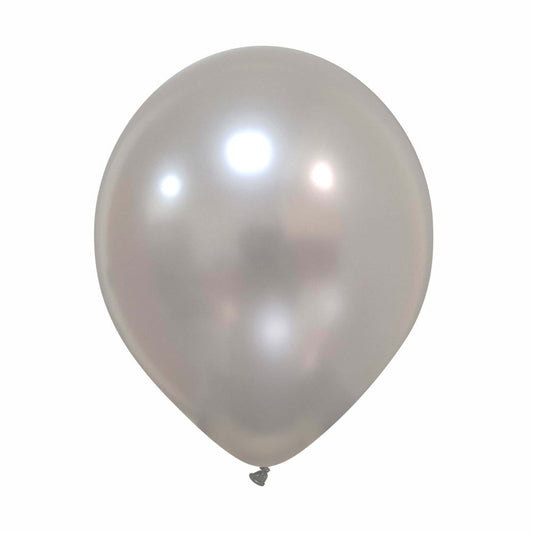 Cattex 12" Premium Metallic Pure Silver Latex Balloons – (Pack of 15)