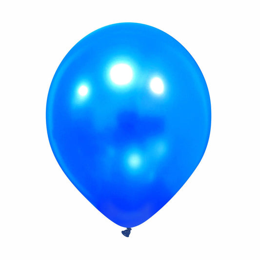 Cattex 12" Premium Metallic Vivid Blue Latex Balloons – (Pack of 15)