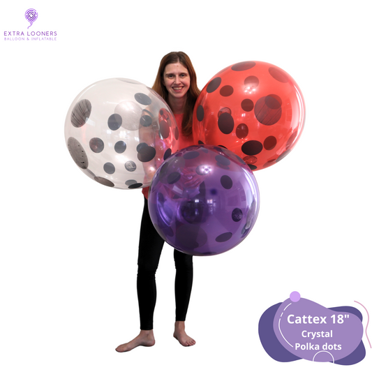 Cattex 18" Crystal Polka Dots Premium Latex Balloons – Assorted Colors (Pack of 10)