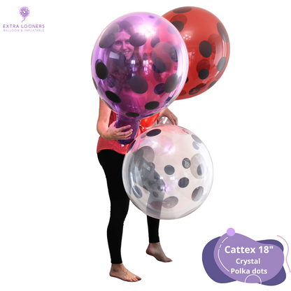 Cattex 18" Crystal Polka Dots Premium Latex Balloons – Assorted Colors (Pack of 25)