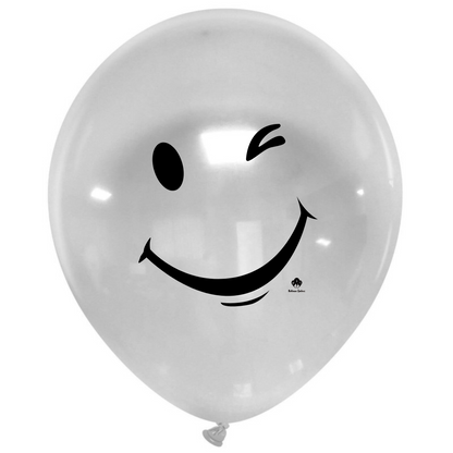 Cattex 18" Crystal Smiley Premium Latex Balloons – Assorted Colors (Pack of 25)
