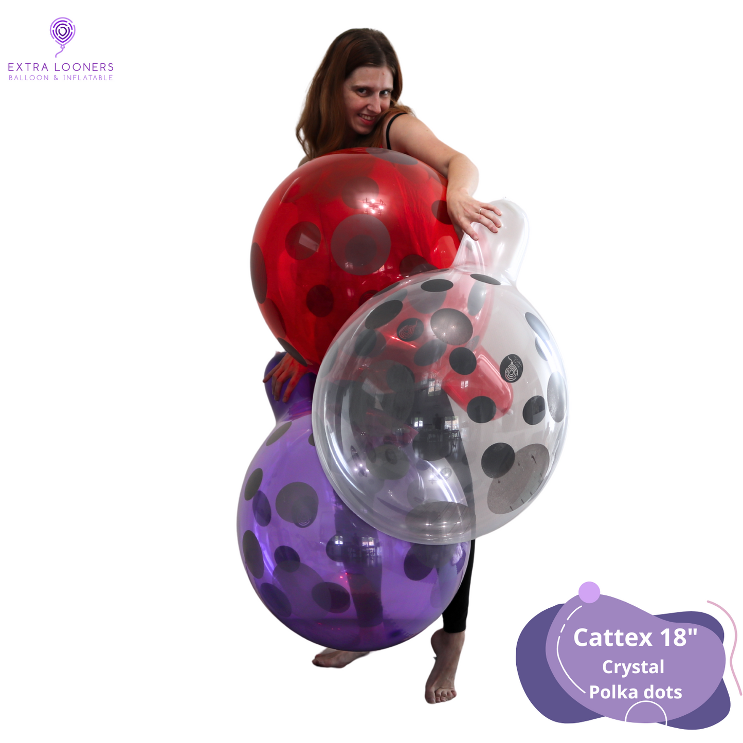 Cattex 18" Crystal Polka Dots Premium Latex Balloons – Assorted Colors (Pack of 25)