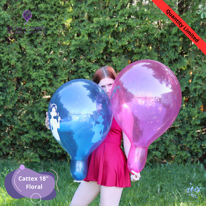Cattex 18" Standard & Clear Floral Box Premium Latex Balloons – Limited Edition (Pack of 10)