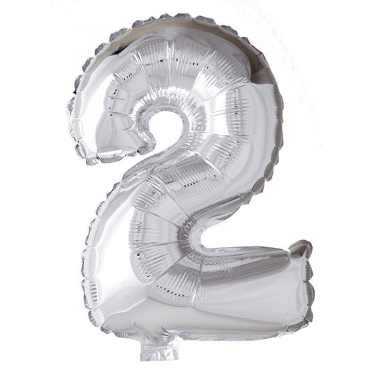 Globos Number 2 Silver 16" Foil Aluminium Balloon