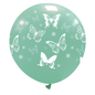 Cattex 32" Round Aqua Big Butterflies Latex Balloon – (1 Piece)