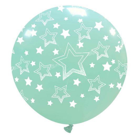Cattex 32" Round Aqua Stars Gradient Latex Balloon – (1 Piece)
