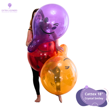 Cattex 18" Crystal Smiley Premium Latex Balloons – Assorted Colors (Pack of 10)