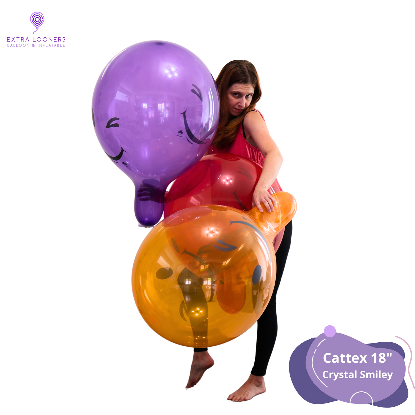 Cattex 18" Crystal Smiley Premium Latex Balloons – Assorted Colors (Pack of 25)