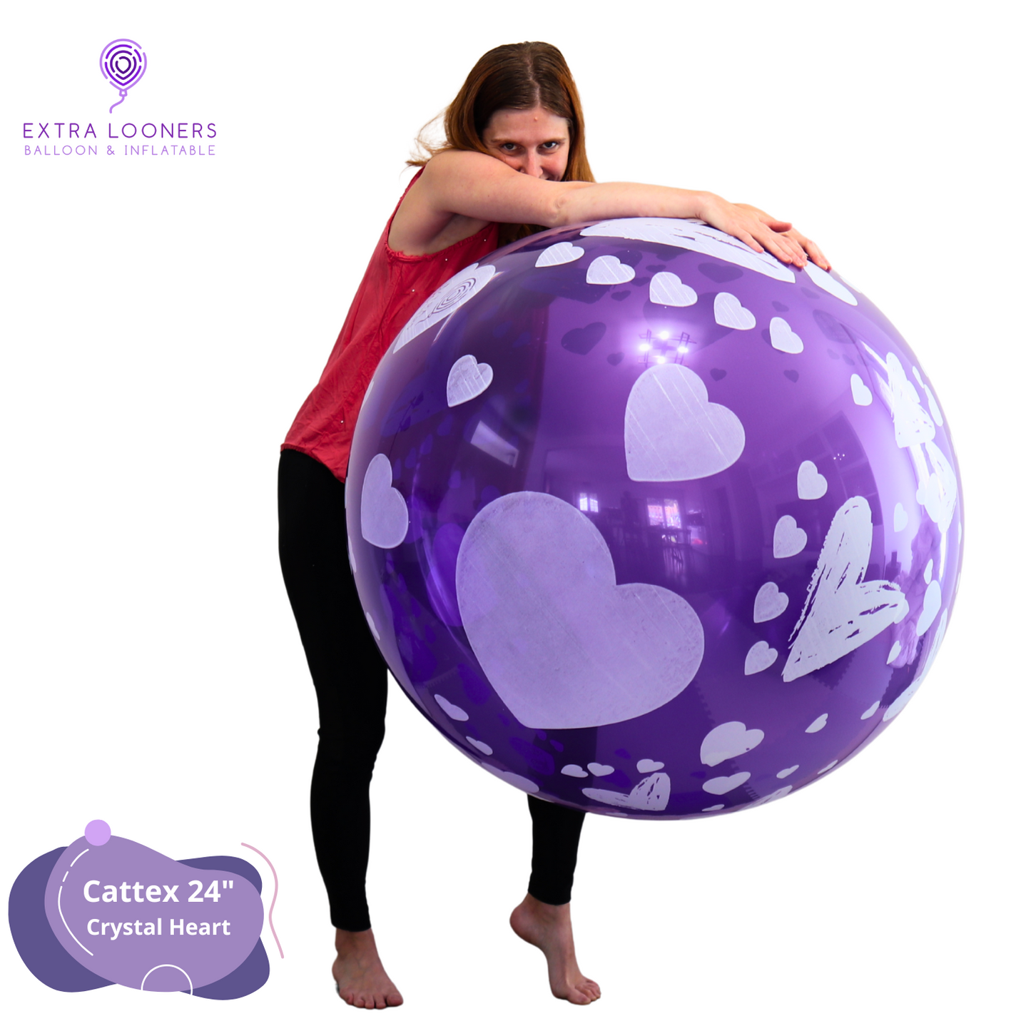 Cattex 24" Crystal White Heart Print Premium Latex Balloon – Color Choices (1 Piece)