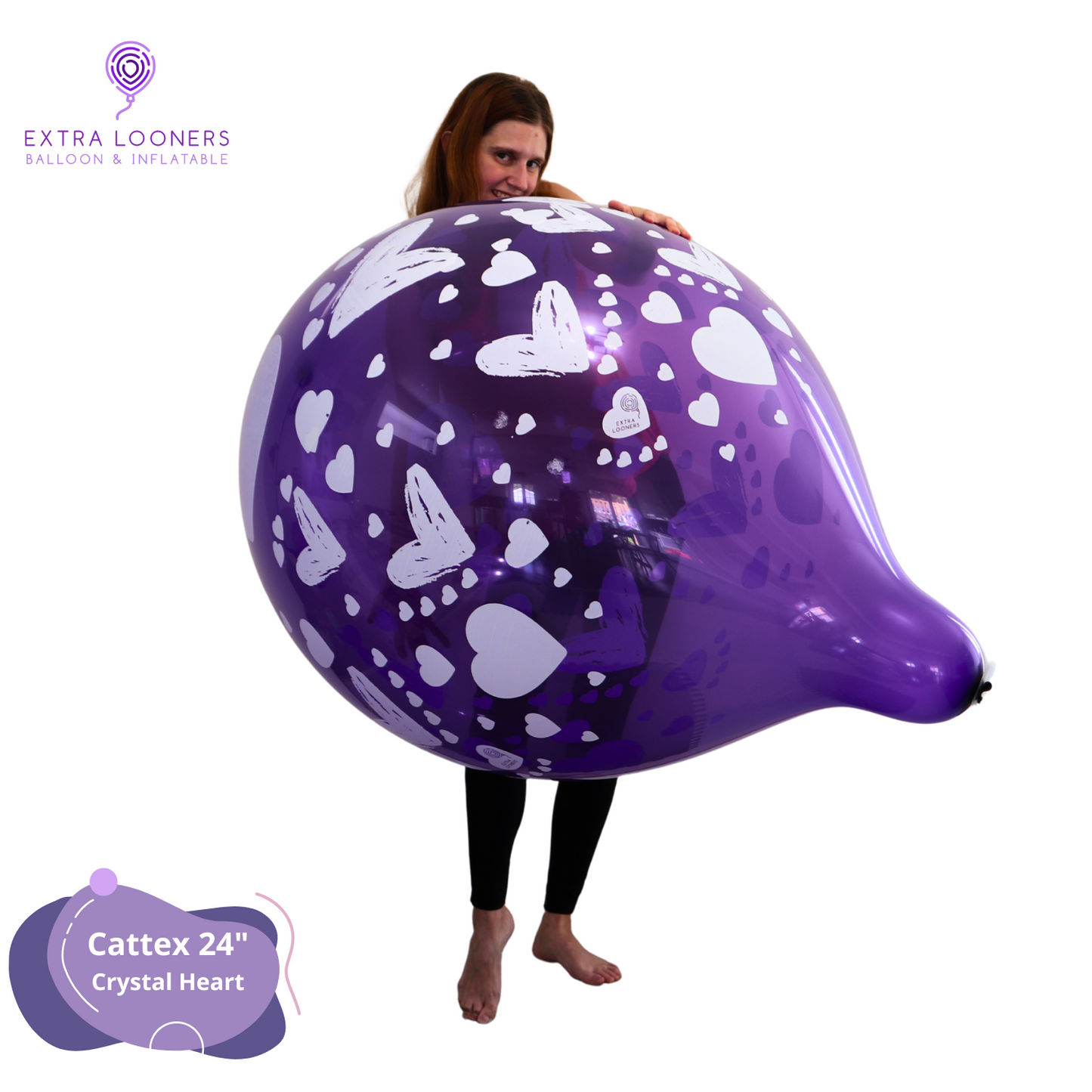 Cattex 24" Crystal White Heart Print Premium Latex Balloon – Color Choices (1 Piece)