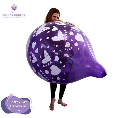 Cattex 24" Crystal White Heart Print Premium Latex Balloon – Color Choices (1 Piece)