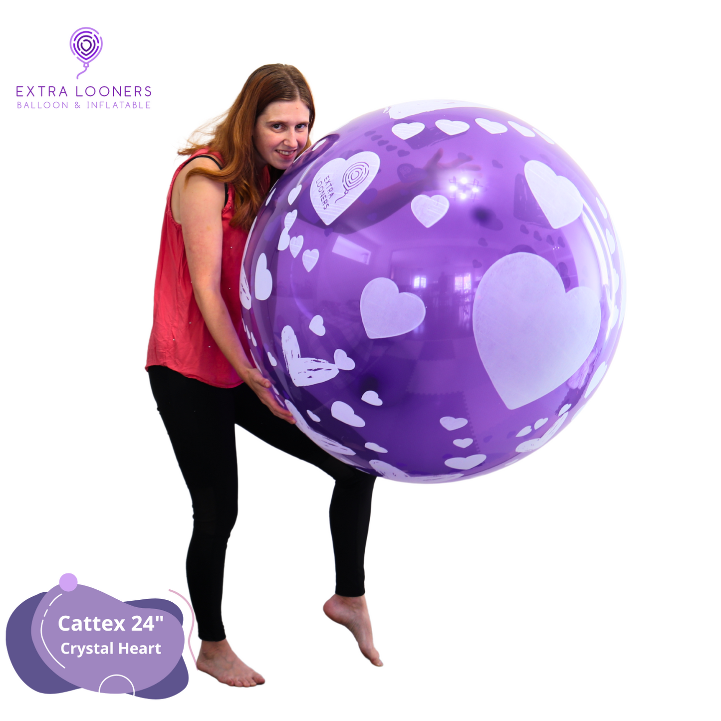 Cattex 24" Crystal White Heart Print Premium Latex Balloon – Color Choices (1 Piece)