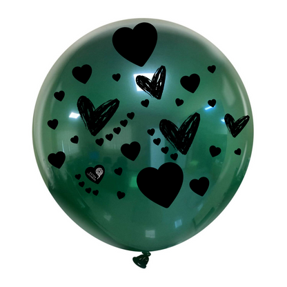 Cattex 24" Crystal White Heart Print Premium Latex Balloon – Color Choices (1 Piece)