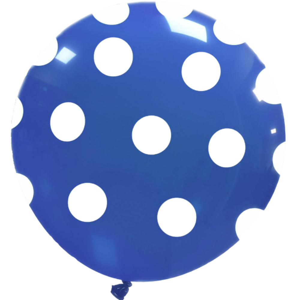 Cattex 32" Round Dark Blue Polka Dots Latex Balloon – (1 Piece)