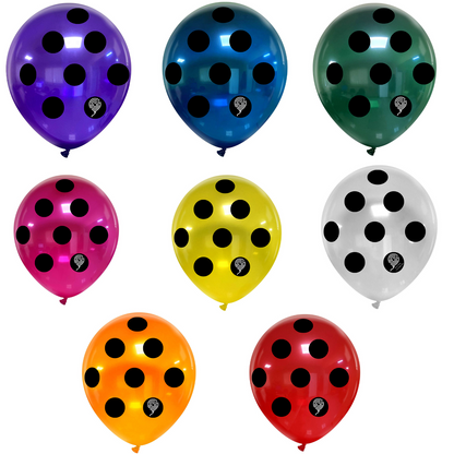 Cattex 18" Crystal Polka Dots Premium Latex Balloons – Assorted Colors (Pack of 25)