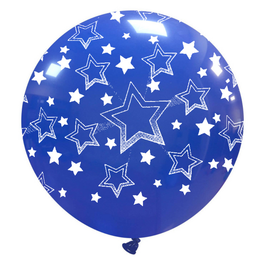 Cattex 32" Round Dark Blue Stars Gradient Latex Balloon – (1 Piece)
