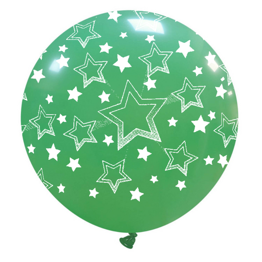 Cattex 32" Round Dark Green Stars Gradient Latex Balloon – (1 Piece)
