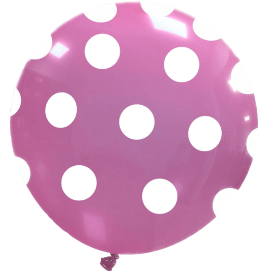 Cattex 32" Round Fuchsia Polka Dots Latex Balloon – (1 Piece)