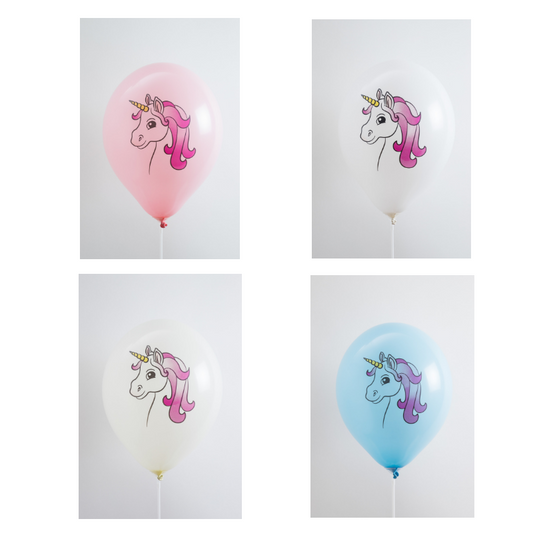 Globos Payaso 12" Unicorn Assorted 8 PCS Balloons