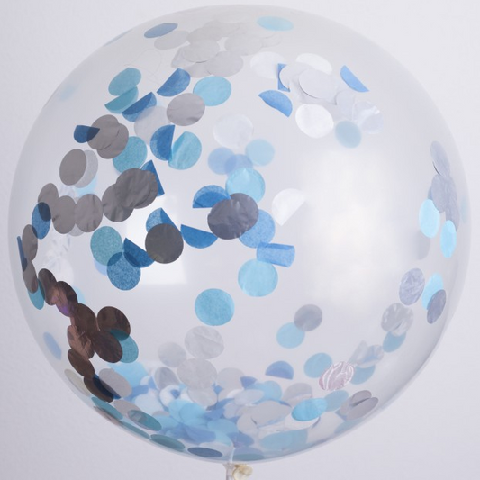 Globos Payaso / Unique 24" Transparent Confettis Blue 3 PCS Balloons