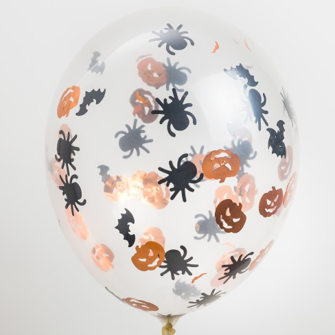 Globos Payaso / Unique 12" Transparent Confettis Halloween 6 PCS Balloons