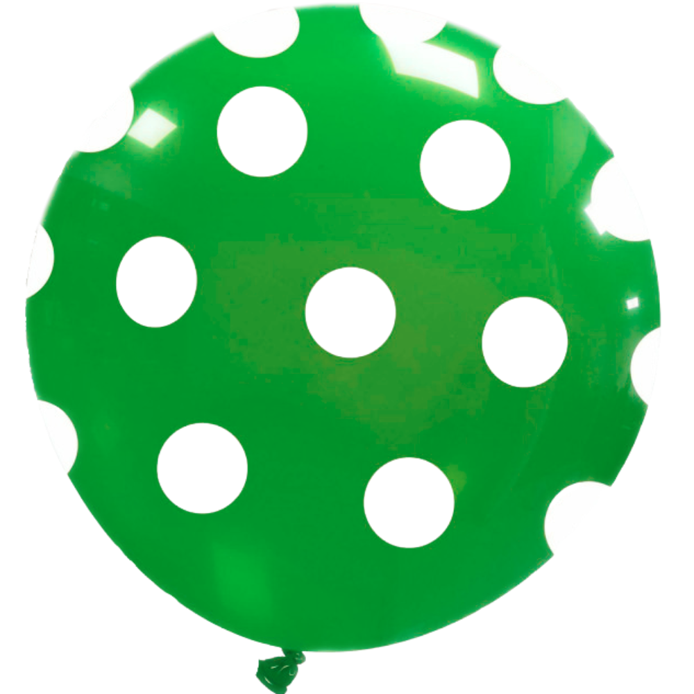 Cattex 32" Round Green Polka Dots Latex Balloon – (1 Piece)