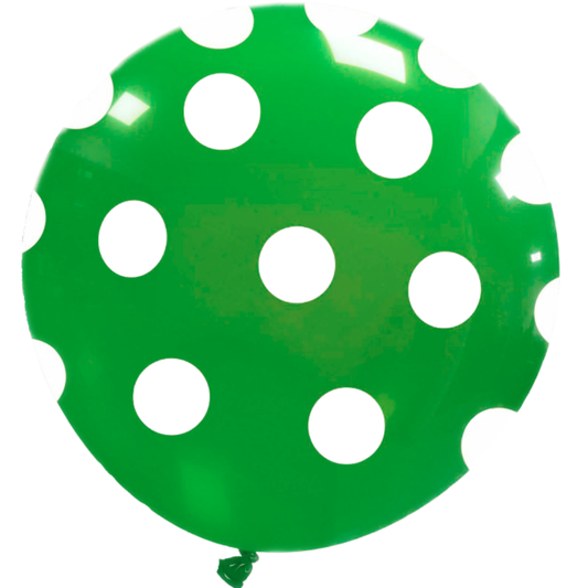 Cattex 32" Round Green Polka Dots Latex Balloon – (1 Piece)