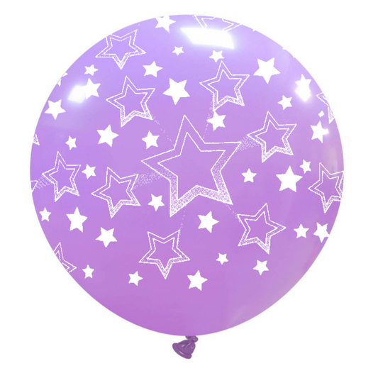 Cattex 32" Round Lavender Stars Gradient Latex Balloon – (1 Piece)