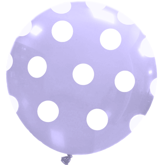 Cattex 32" Round Lilac Polka Dots Latex Balloon – (1 Piece)