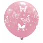 Cattex 32" Round Light Pink Big Butterflies Latex Balloon – (1 Piece)