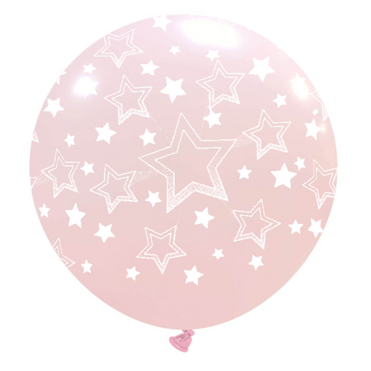 Cattex 32" Round Light Pink Stars Gradient Latex Balloon – (1 Piece)