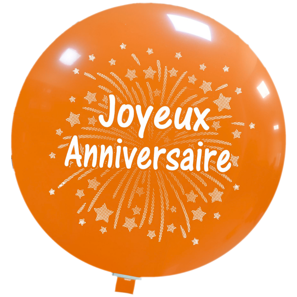 Cattex 35" Giant Orange Anniversaire Fireworks Latex Balloon – (1 Piece)