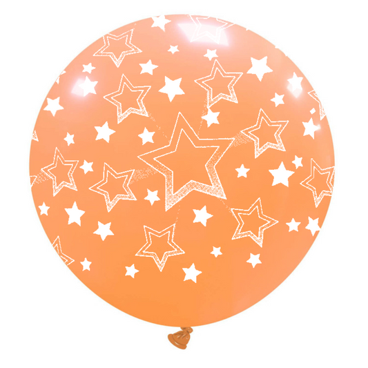 Cattex 32" Round Peach Stars Gradient Latex Balloon – (1 Piece)
