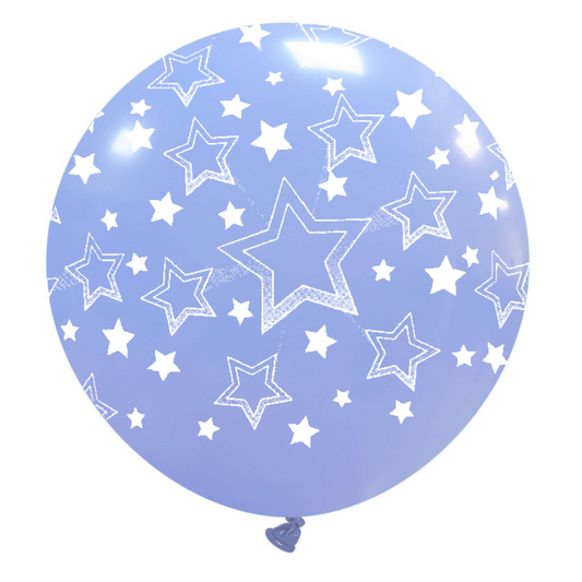 Cattex 32" Round Periwinkle Stars Gradient Latex Balloon – (1 Piece)