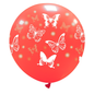Cattex 32" Round Red Big Butterflies Latex Balloon – (1 Piece)